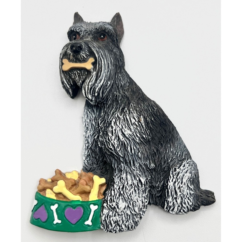 Willabee & Ward Schnauzer Dog‎ with Bone Bowl of Treats Cute Refrigerator Magnet